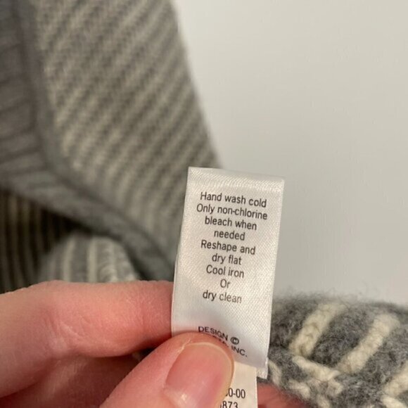 ATHLETA Sierra Wrap Cream Ivory Grey Striped Open WOOL CASHMERE Cardigan Sweater - Picture 12 of 16